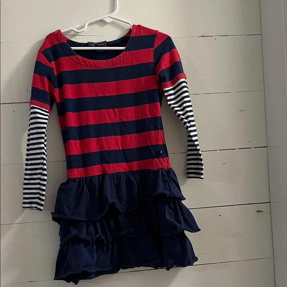 Toobydoo Red and Navy Striped Dress